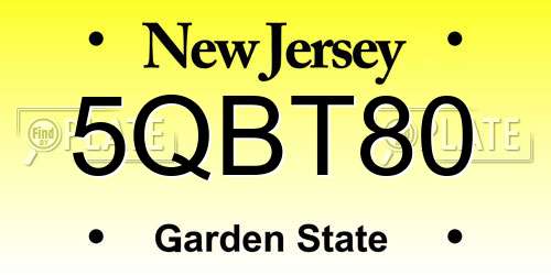 5QBT80 New Jersey License Plate