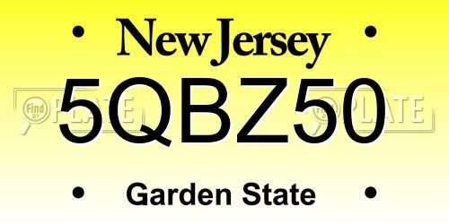 5QBZ50 New Jersey License Plate
