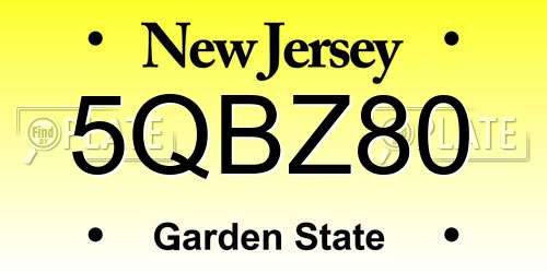 5QBZ80 New Jersey License Plate