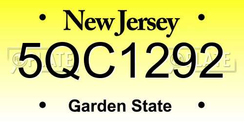 5QC1292 New Jersey License Plate