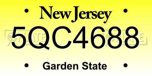 5QC4688 New Jersey License Plate