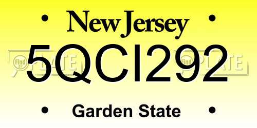 5QCI292 New Jersey License Plate