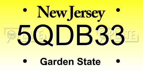 5QDB33 New Jersey License Plate
