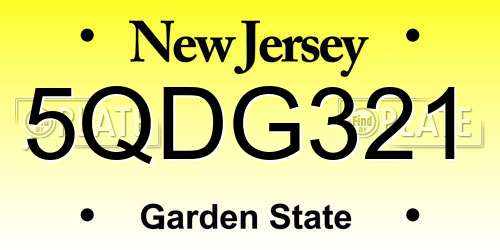 5QDG321 New Jersey License Plate