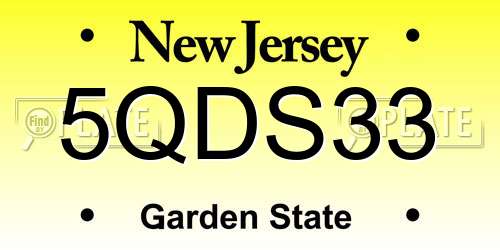 5QDS33 New Jersey License Plate