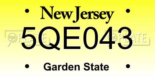 5QE043 New Jersey License Plate