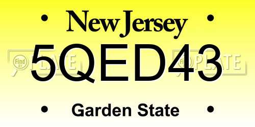 5QED43 New Jersey License Plate