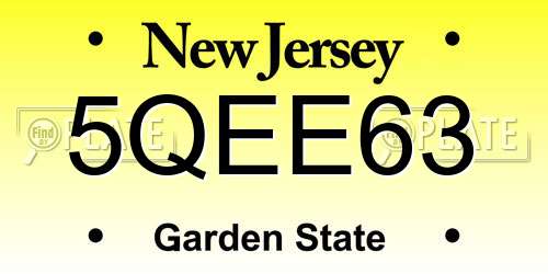 5QEE63 New Jersey License Plate