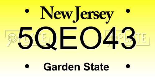 5QEO43 New Jersey License Plate