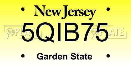 5QIB75 New Jersey License Plate