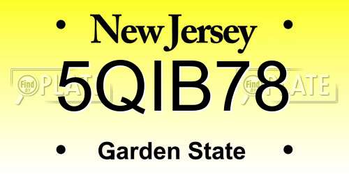 5QIB78 New Jersey License Plate