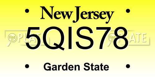 5QIS78 New Jersey License Plate