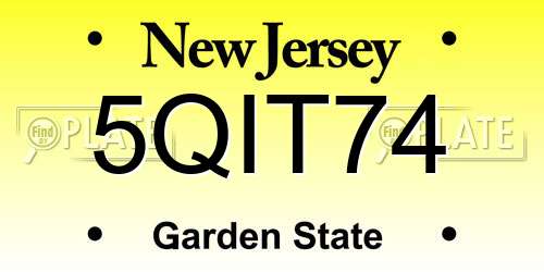5QIT74 New Jersey License Plate