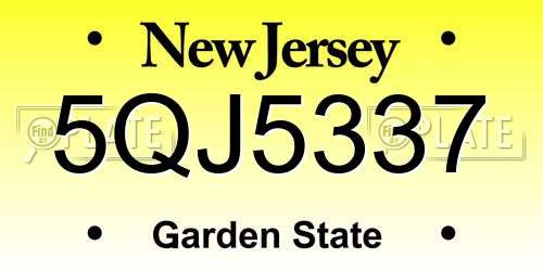 5QJ5337 New Jersey License Plate