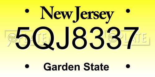 5QJ8337 New Jersey License Plate
