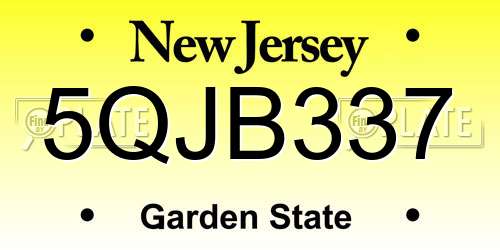 5QJB337 New Jersey License Plate