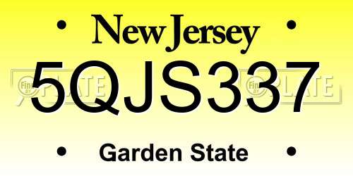 5QJS337 New Jersey License Plate