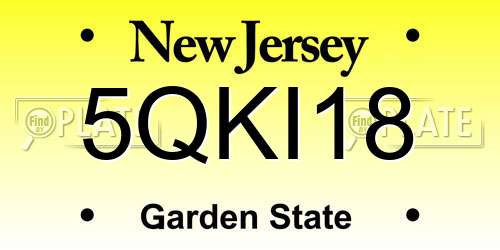 5QKI18 New Jersey License Plate