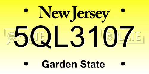 5QL3107 New Jersey License Plate