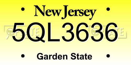5QL3636 New Jersey License Plate