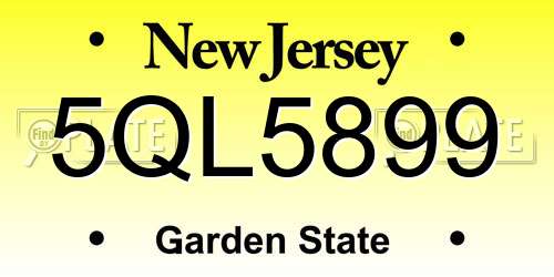 5QL5899 New Jersey License Plate