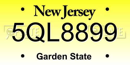 5QL8899 New Jersey License Plate