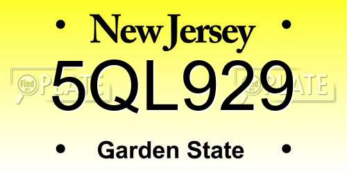 5QL929 New Jersey License Plate