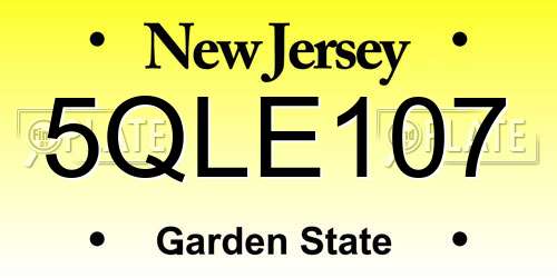 5QLE107 New Jersey License Plate