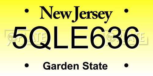 5QLE636 New Jersey License Plate