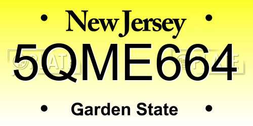 5QME664 New Jersey License Plate
