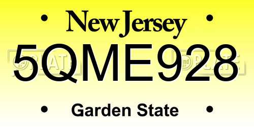 5QME928 New Jersey License Plate
