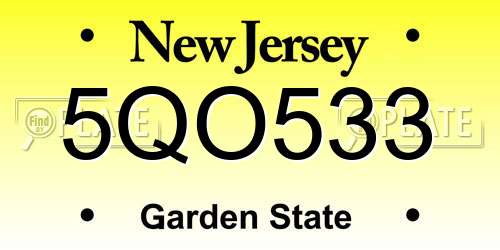 5QO533 New Jersey License Plate