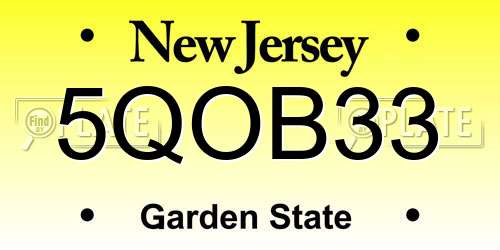 5QOB33 New Jersey License Plate