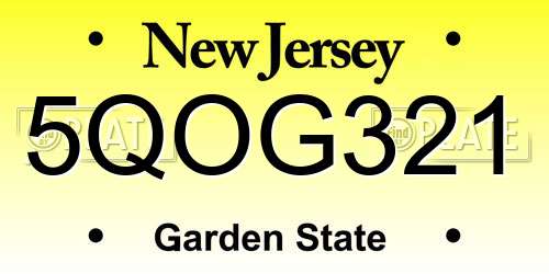 5QOG321 New Jersey License Plate