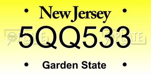 5QQ533 New Jersey License Plate