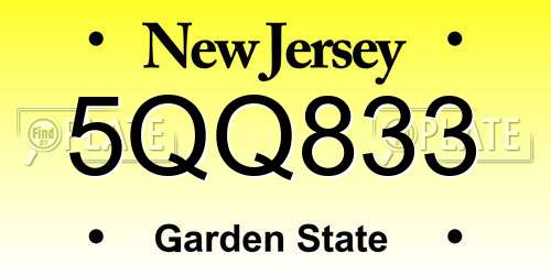 5QQ833 New Jersey License Plate
