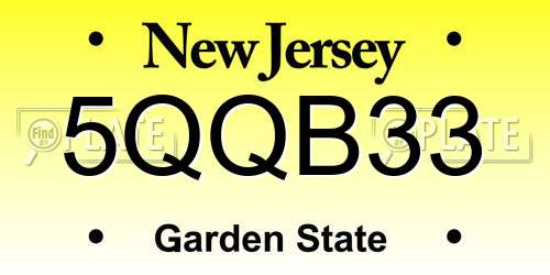 5QQB33 New Jersey License Plate