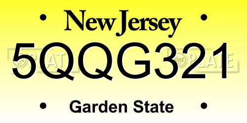 5QQG321 New Jersey License Plate