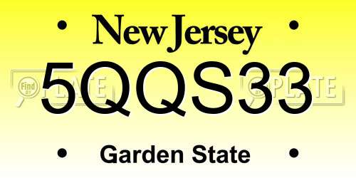 5QQS33 New Jersey License Plate