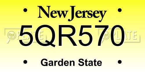 5QR570 New Jersey License Plate