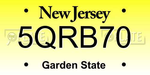 5QRB70 New Jersey License Plate