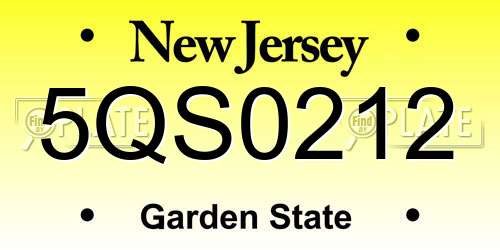5QS0212 New Jersey License Plate