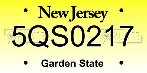5QS0217 New Jersey License Plate