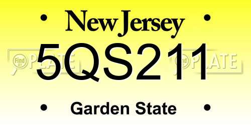 5QS211 New Jersey License Plate