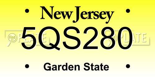 5QS280 New Jersey License Plate