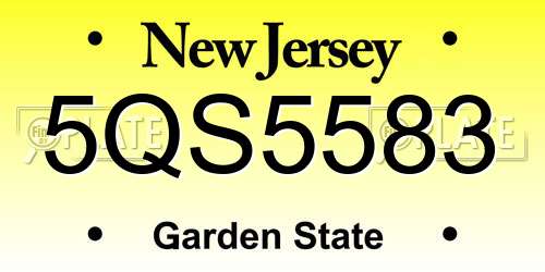 5QS5583 New Jersey License Plate