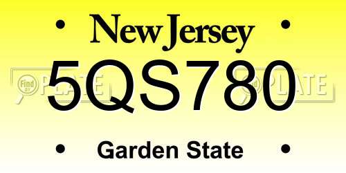 5QS780 New Jersey License Plate