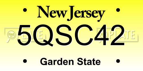 5QSC42 New Jersey License Plate