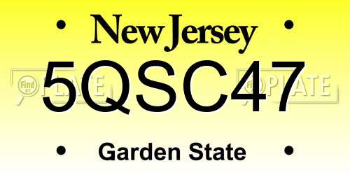 5QSC47 New Jersey License Plate