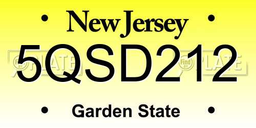 5QSD212 New Jersey License Plate
